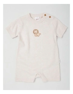 Fully Fashioned Lion Romper in Oat Marle