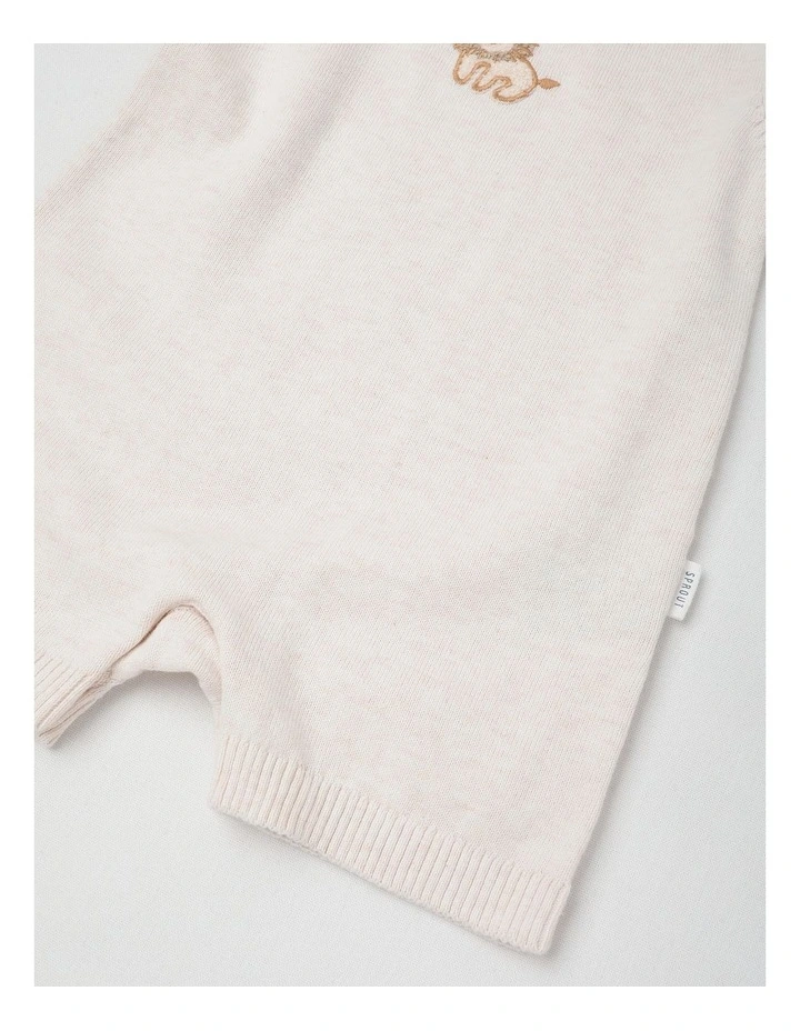 Fully Fashioned Lion Romper in Oat Marle image 4