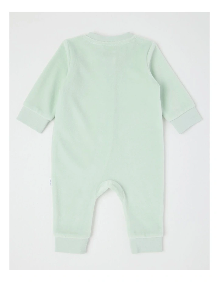 Velour Koala Coverall in Light Green image 3