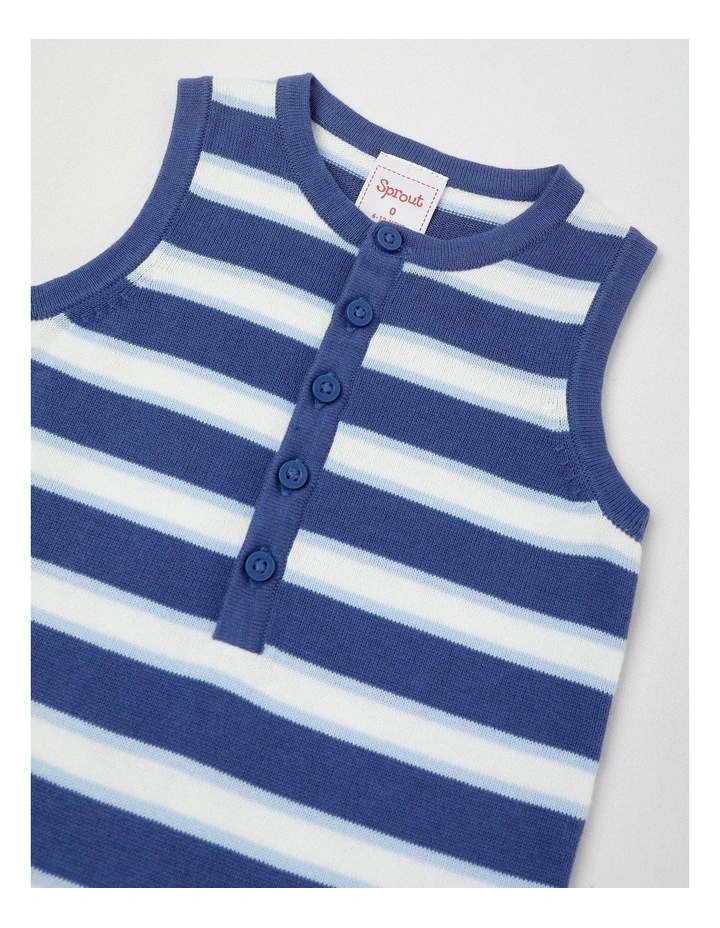 Stripe Knit Romper in Mid Blues image 2