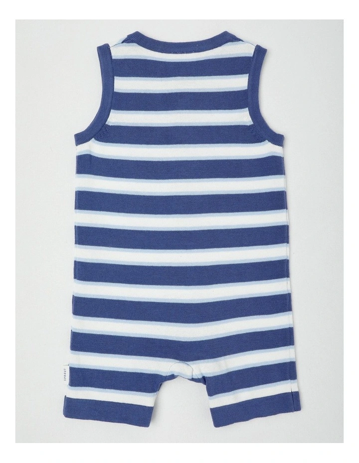 Stripe Knit Romper in Mid Blues image 3