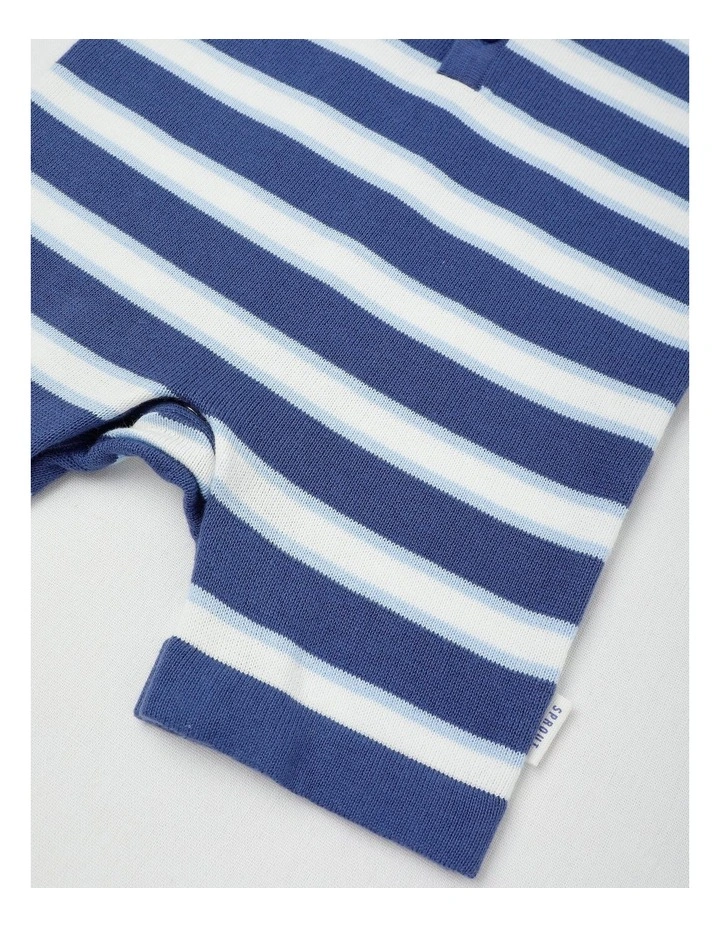 Stripe Knit Romper in Mid Blues image 4