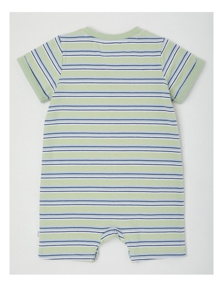Let's Gelt Wild Stripe Romper in Light Khaki image 3
