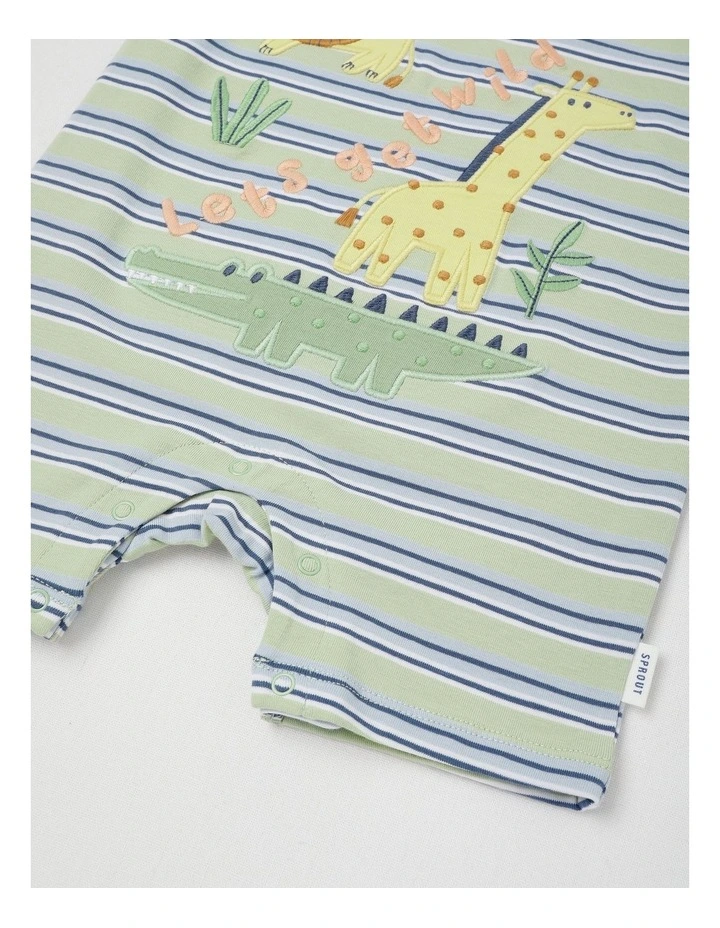 Let's Gelt Wild Stripe Romper in Light Khaki image 4