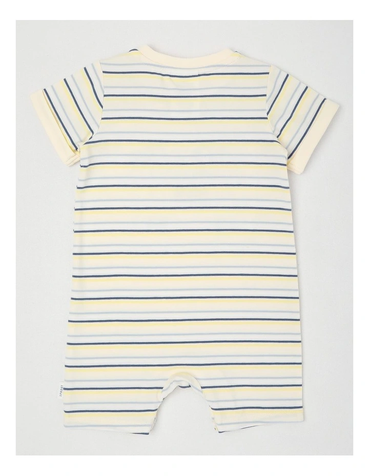 Safari Car Stripe Romper in Bone image 3