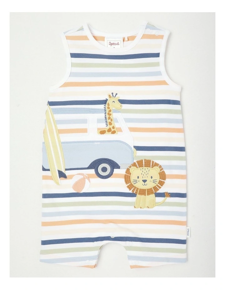 Combi Stripe Romper in Assorted image 1