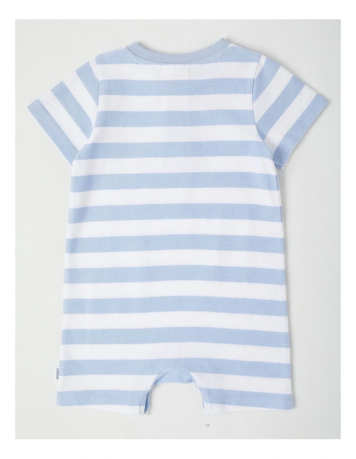 Ocean Badge Stripe Terry Romper in Bluestone image 3