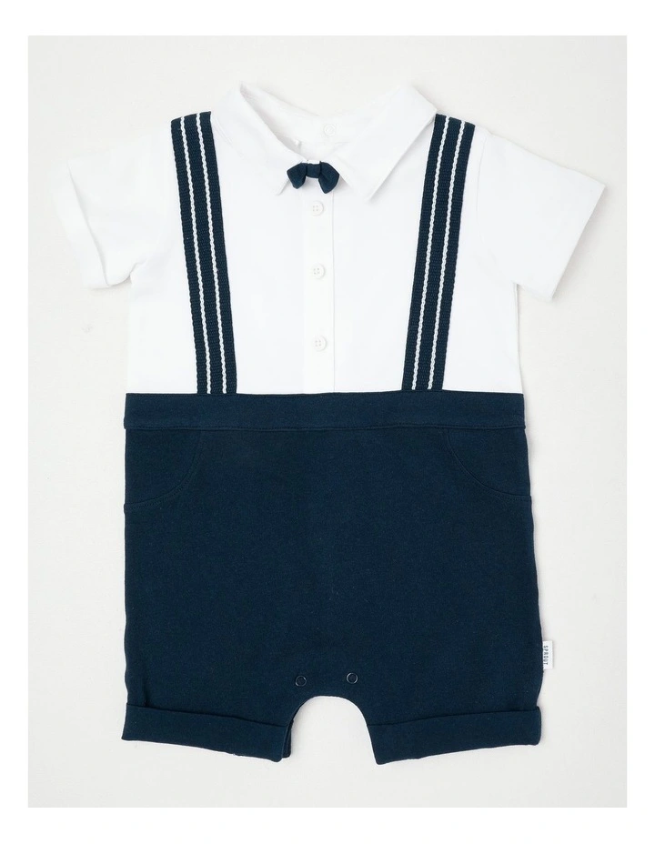Occasion Mock Braces Romper in Navy image 1
