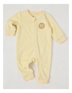 Velour Lion Coverall in Yellow