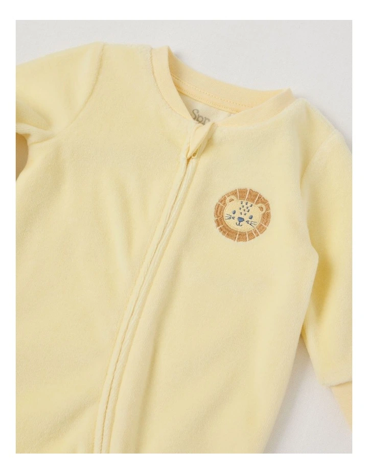 Velour Lion Coverall in Yellow image 2