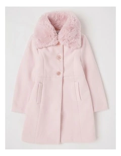 Poppy Melton Coat with Bow in Pink
