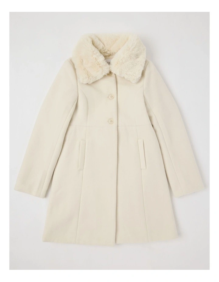 Poppy Melton Coat with Bow Detail in Cream image 1