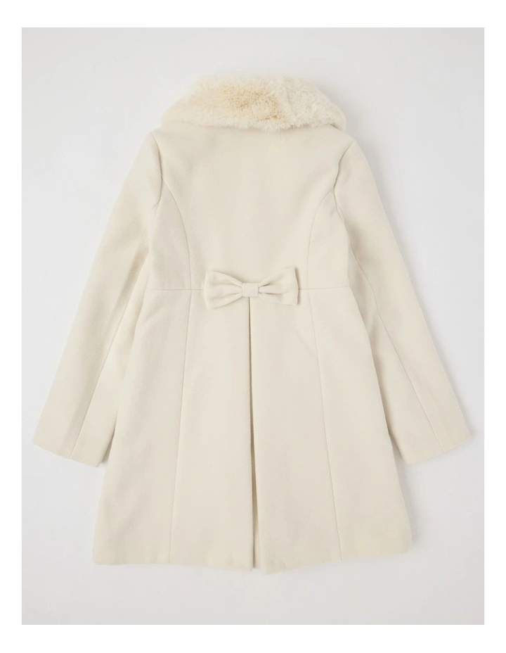 Poppy Melton Coat with Bow Detail in Cream image 3