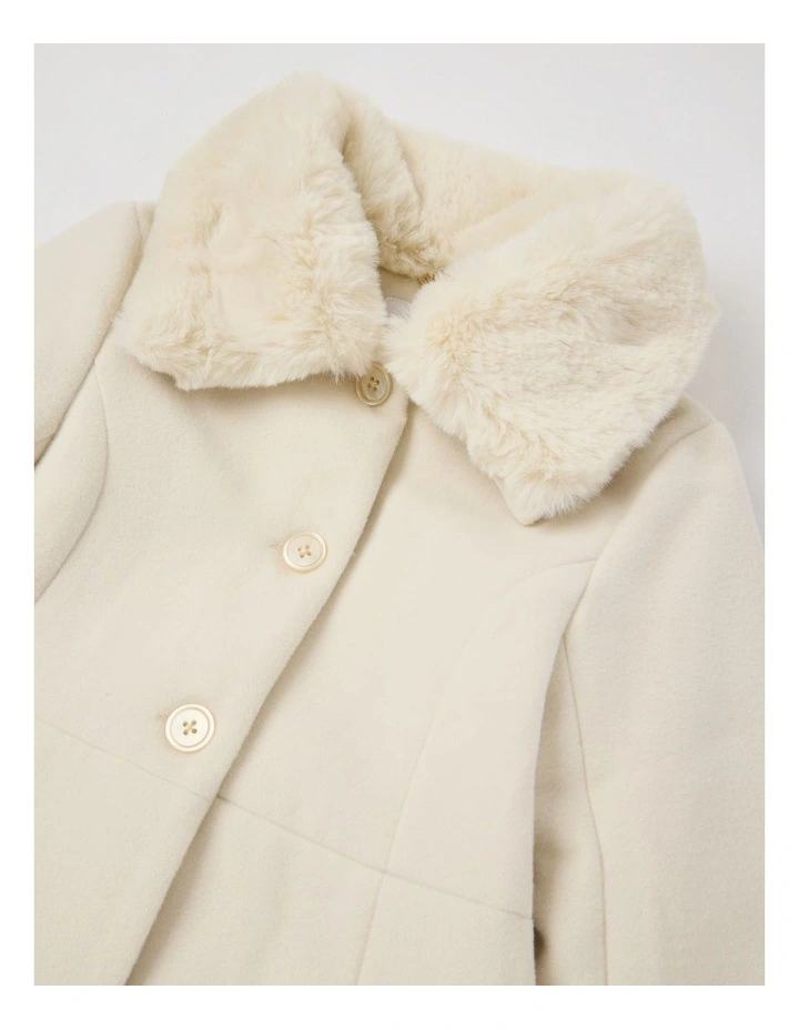 Poppy Melton Coat with Bow Detail in Cream image 4