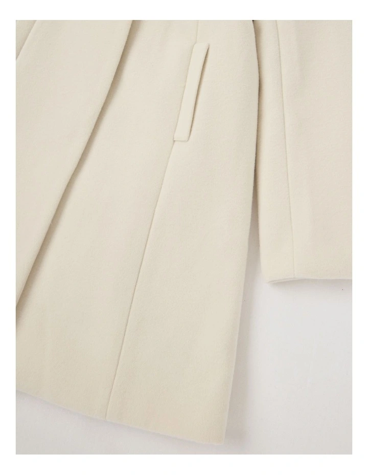 Poppy Melton Coat with Bow Detail in Cream image 5