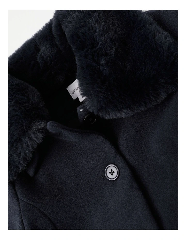 Poppy Melton Coat with Bow Detail in Navy image 2