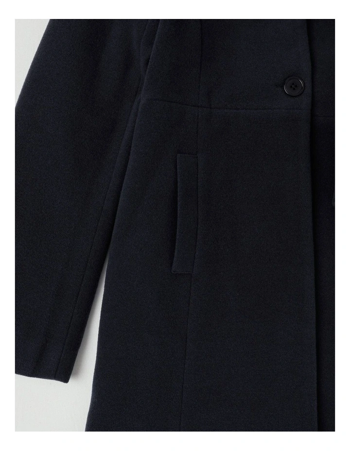 Poppy Melton Coat with Bow Detail in Navy image 3