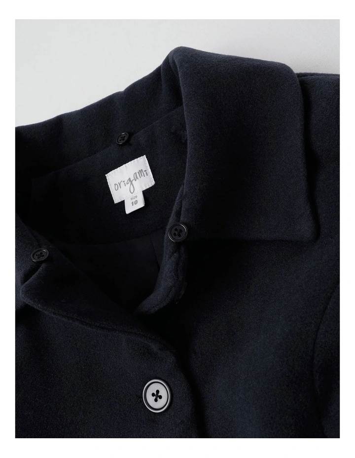 Poppy Melton Coat with Bow Detail in Navy image 5