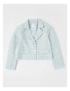 Victoria Tweed Jacket with Gold Buttons in Blue