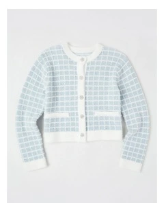 Immy Tweed Cardigan in Blue