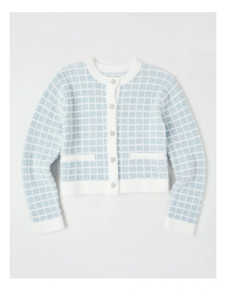 Immy Tweed Cardigan in Blue image 1