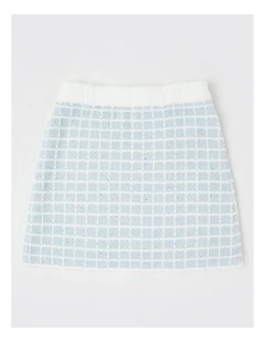 Gen Knit Tweed Skirt in Blue