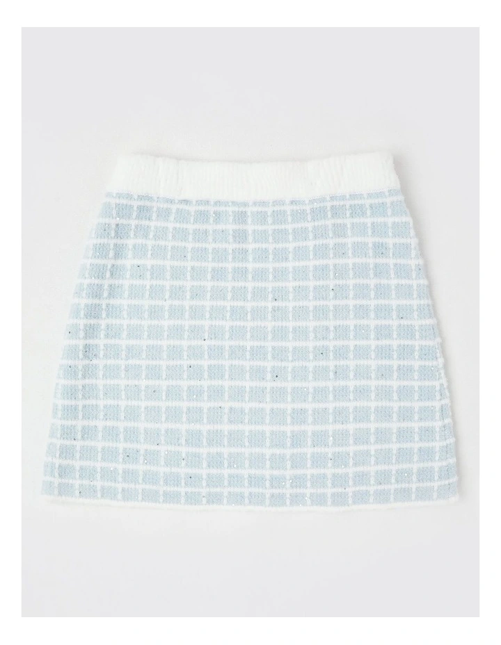 Gen Knit Tweed Skirt in Blue image 1