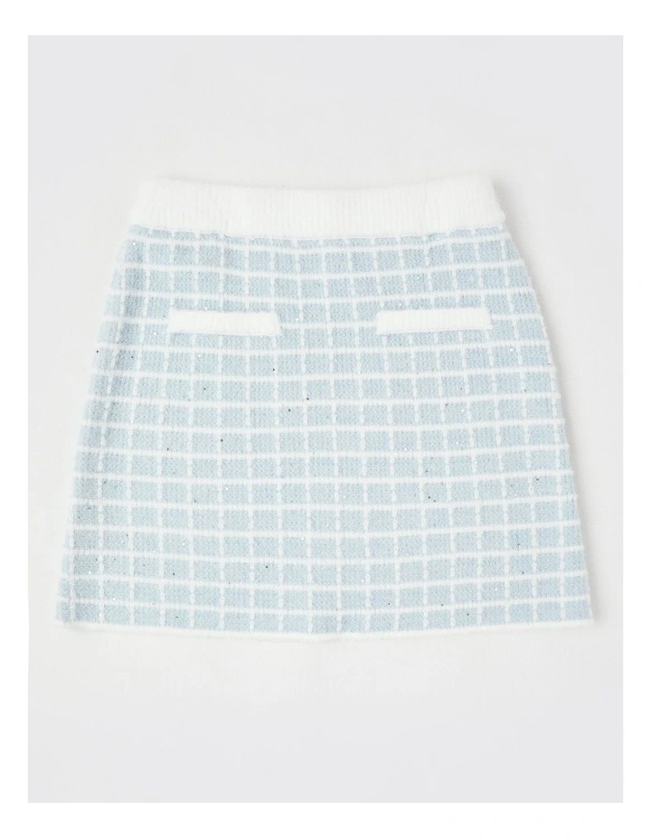 Gen Knit Tweed Skirt in Blue image 3
