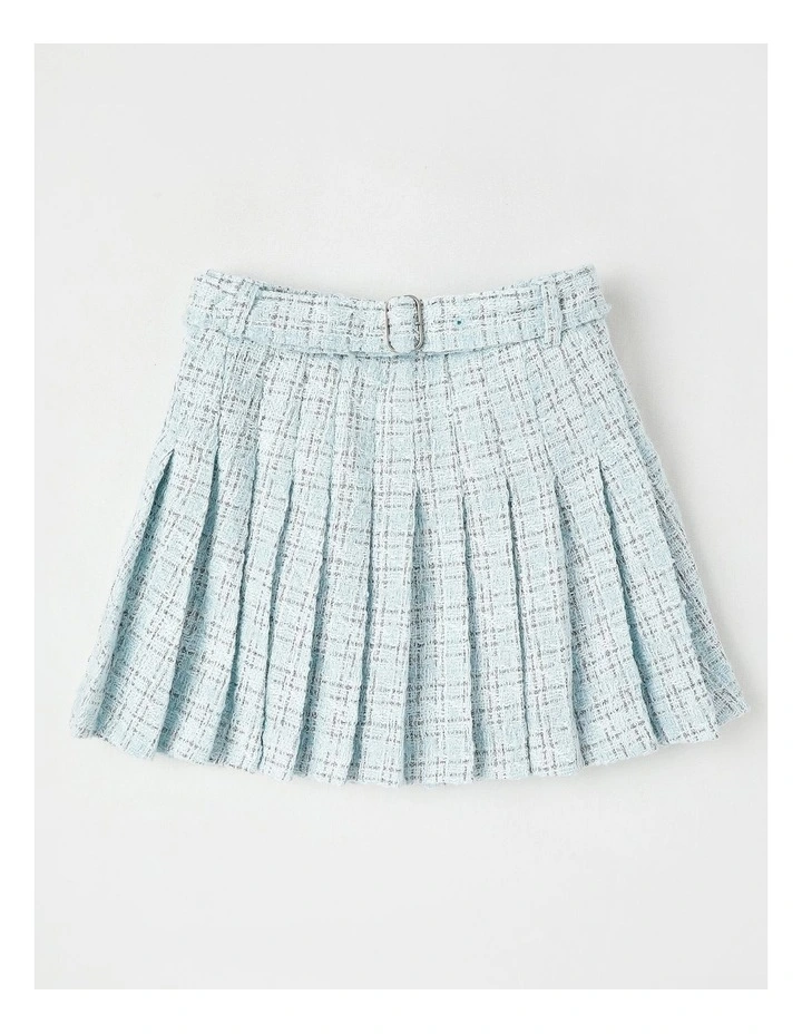 Tori Tweed Pleated Skirt in Blue image 1