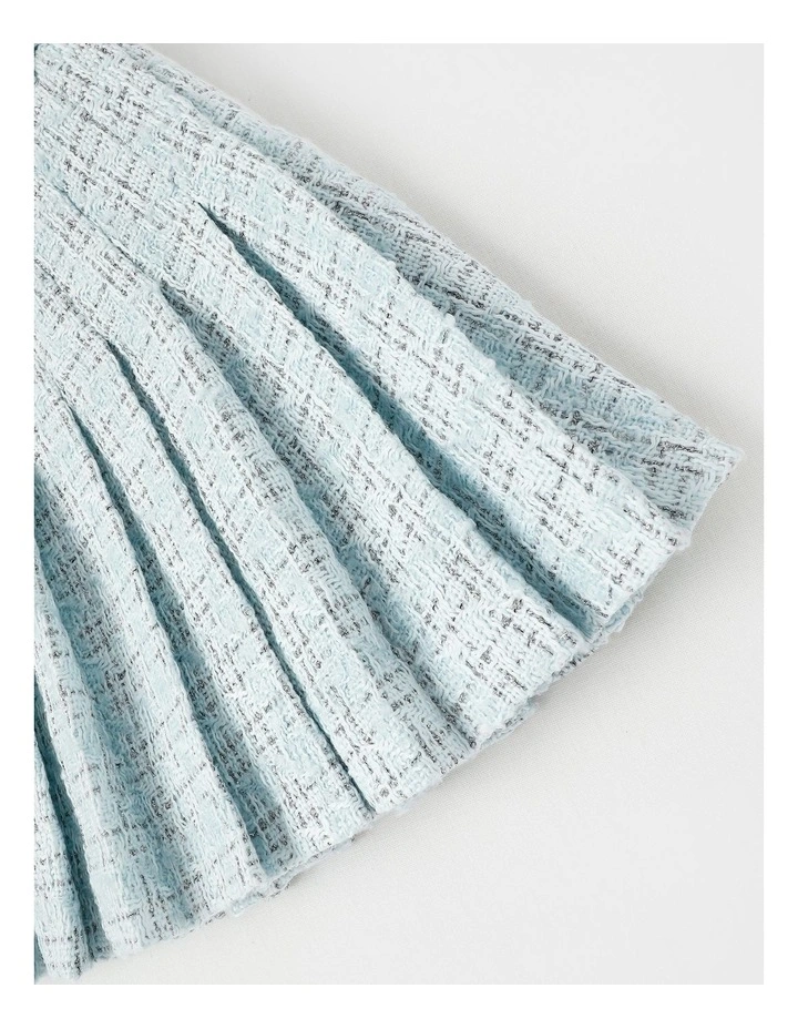 Tori Tweed Pleated Skirt in Blue image 2