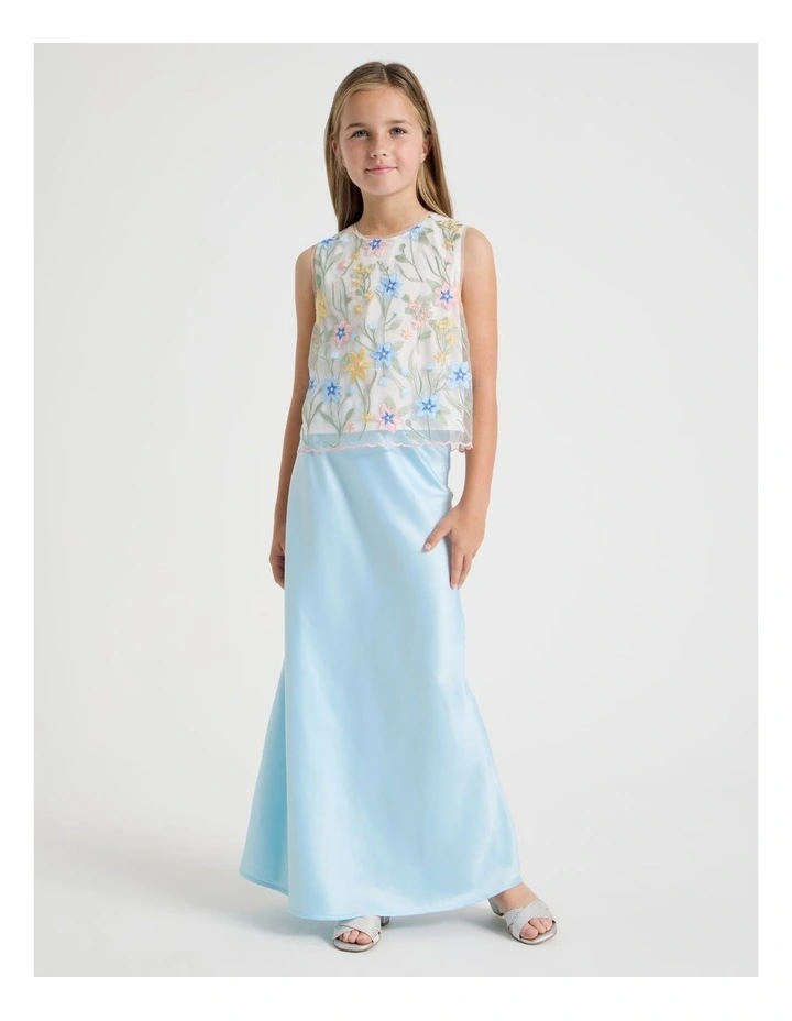 Bella Senior Satin Skirt in Blue image 1