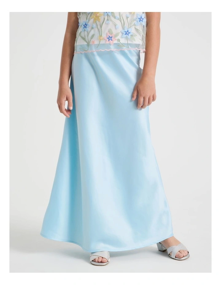 Bella Senior Satin Skirt in Blue image 2