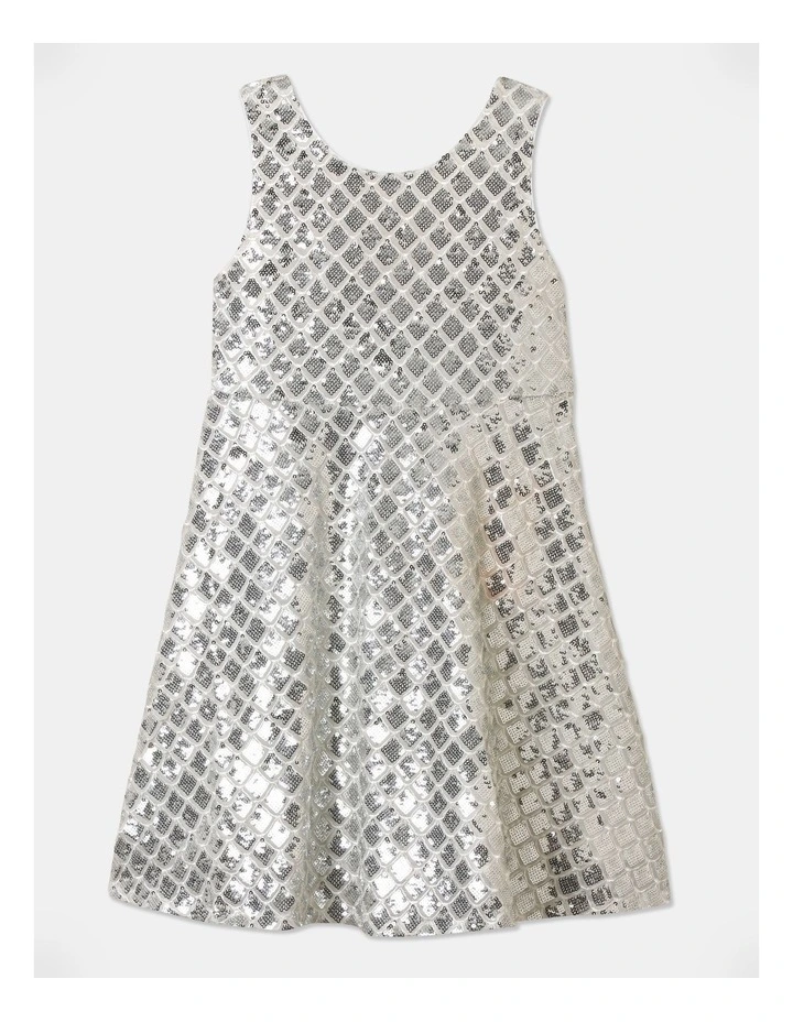 Ariel Scallop Sequin Dress in Silver image 1