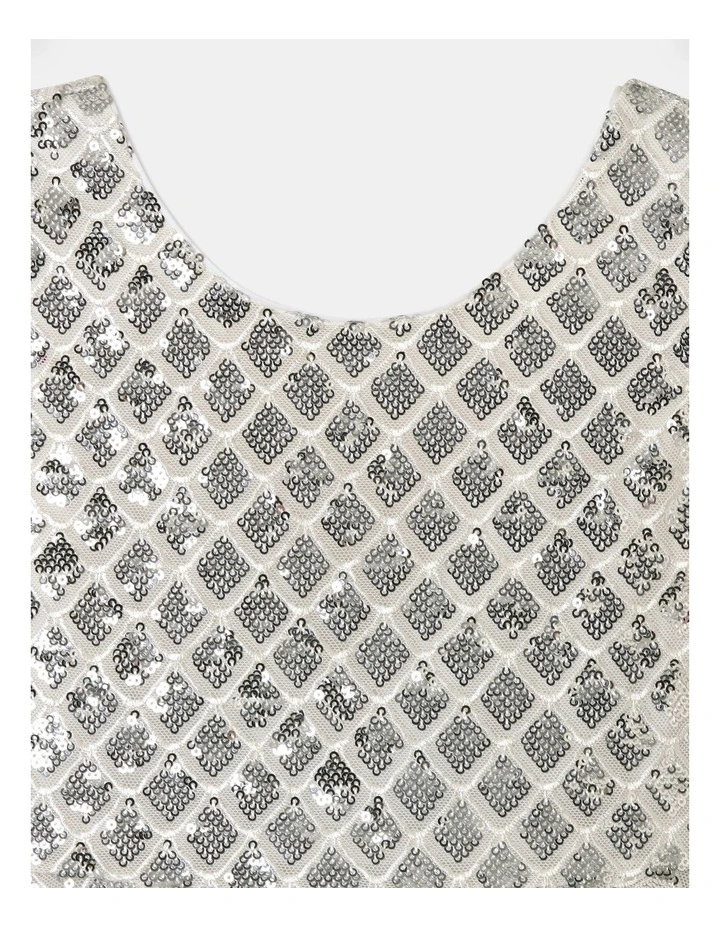 Ariel Scallop Sequin Dress in Silver image 2