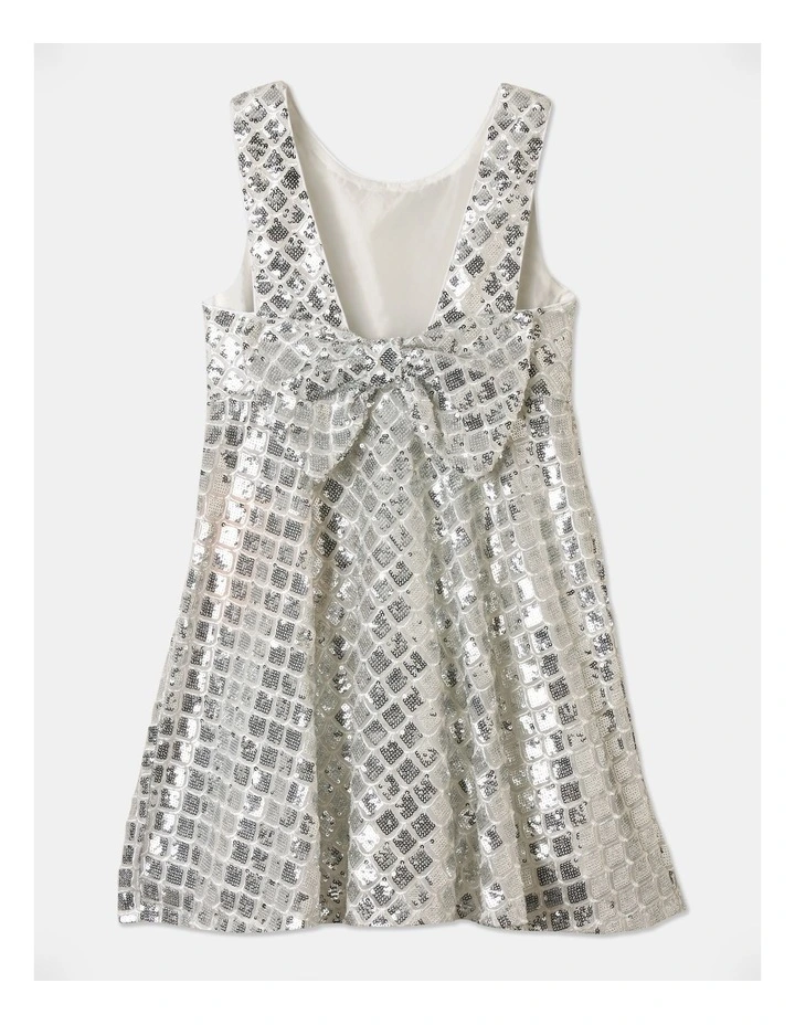 Ariel Scallop Sequin Dress in Silver image 3