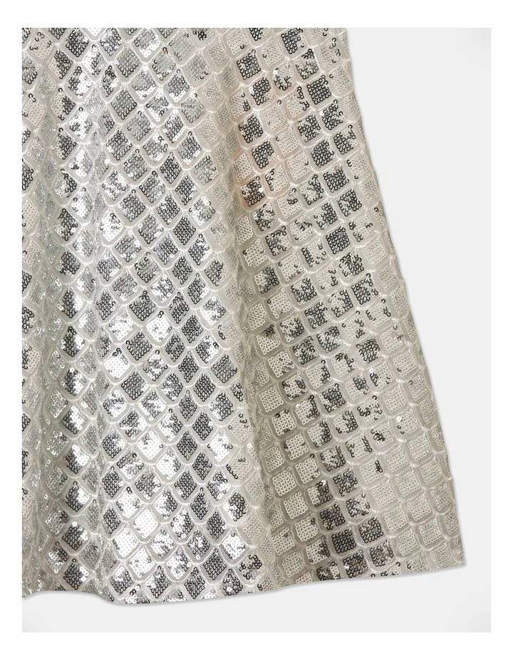Ariel Scallop Sequin Dress in Silver image 4