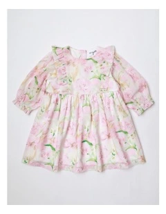 Becky Ruffle Floral Dress in Pink