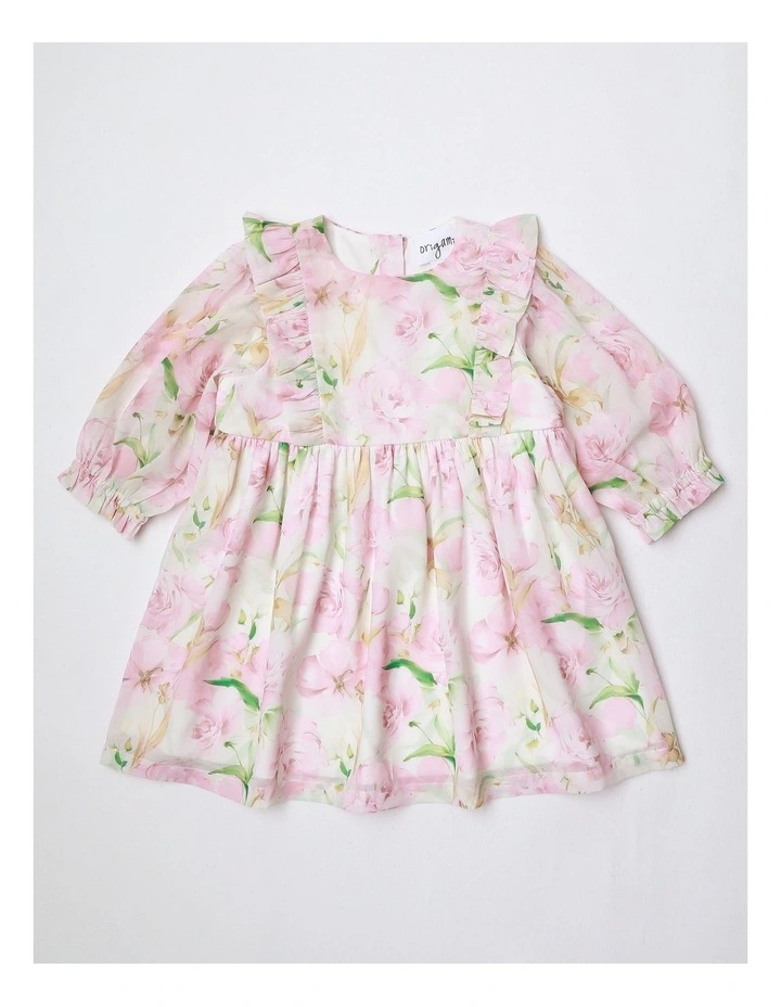 Becky Ruffle Floral Dress in Pink image 1