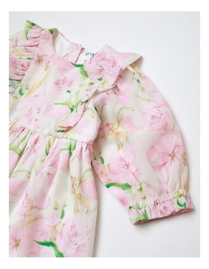 Becky Ruffle Floral Dress in Pink image 2