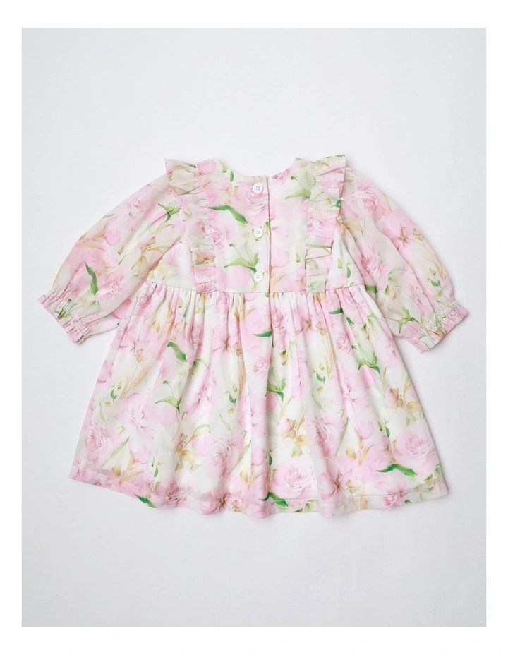 Becky Ruffle Floral Dress in Pink image 3