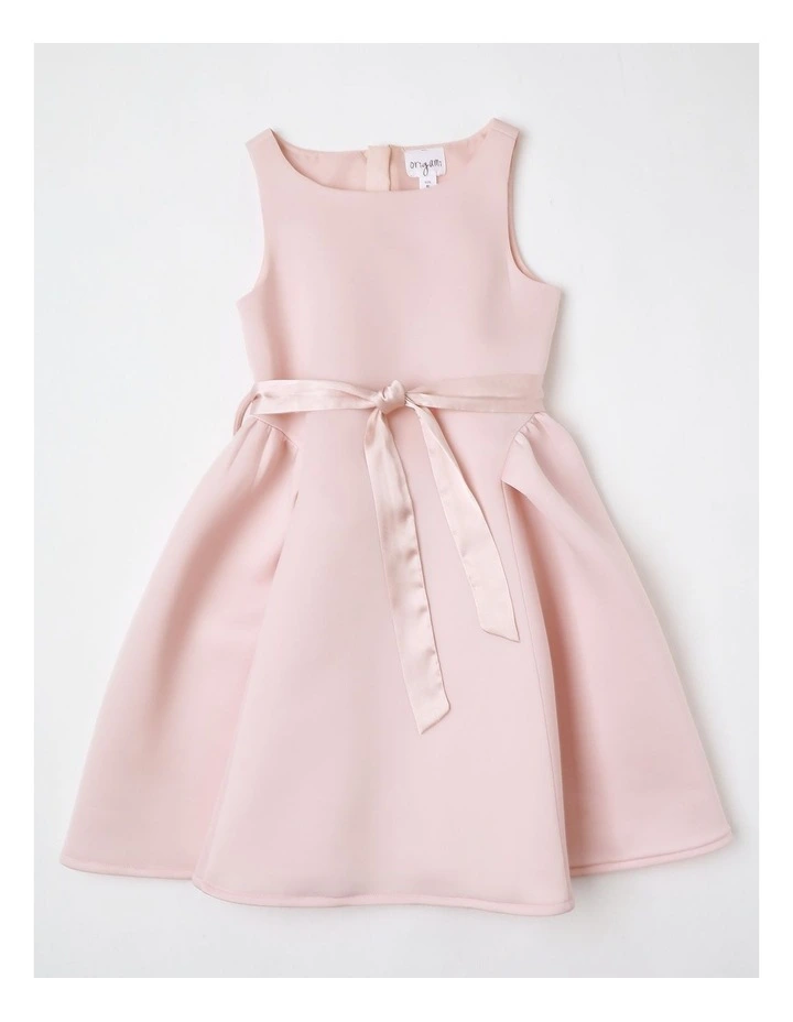 Paige Sleeveless Scuba Dress with Side Pleats ad Bows in Pink image 1