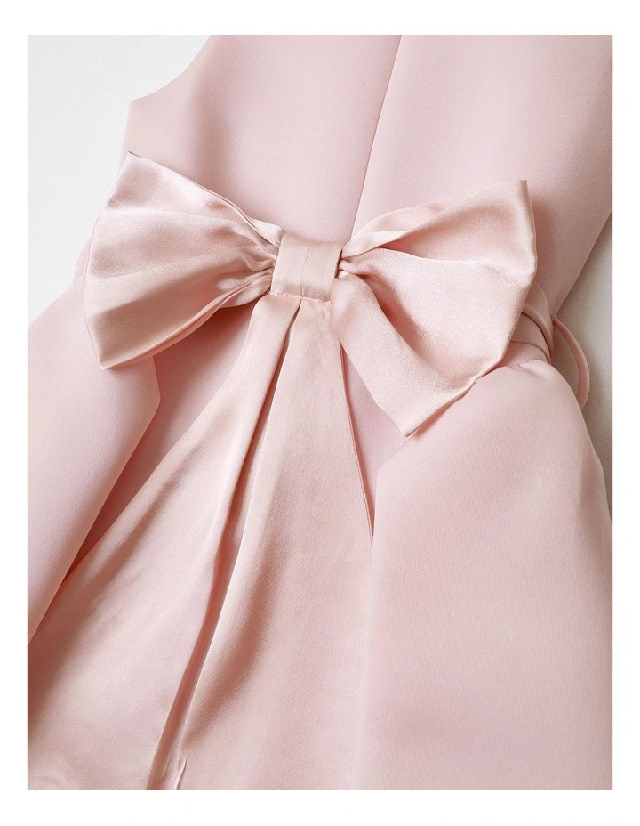 Paige Sleeveless Scuba Dress with Side Pleats ad Bows in Pink image 4