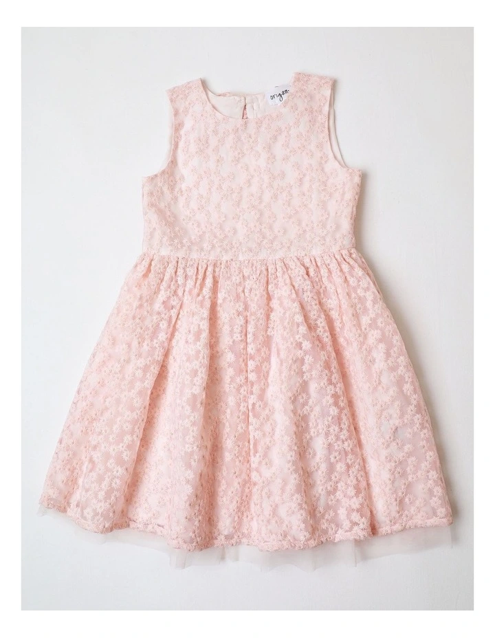 Alyssa Sleeveless Daisy Embroidery Party Dress with Back Cut Out in Light Pink image 1