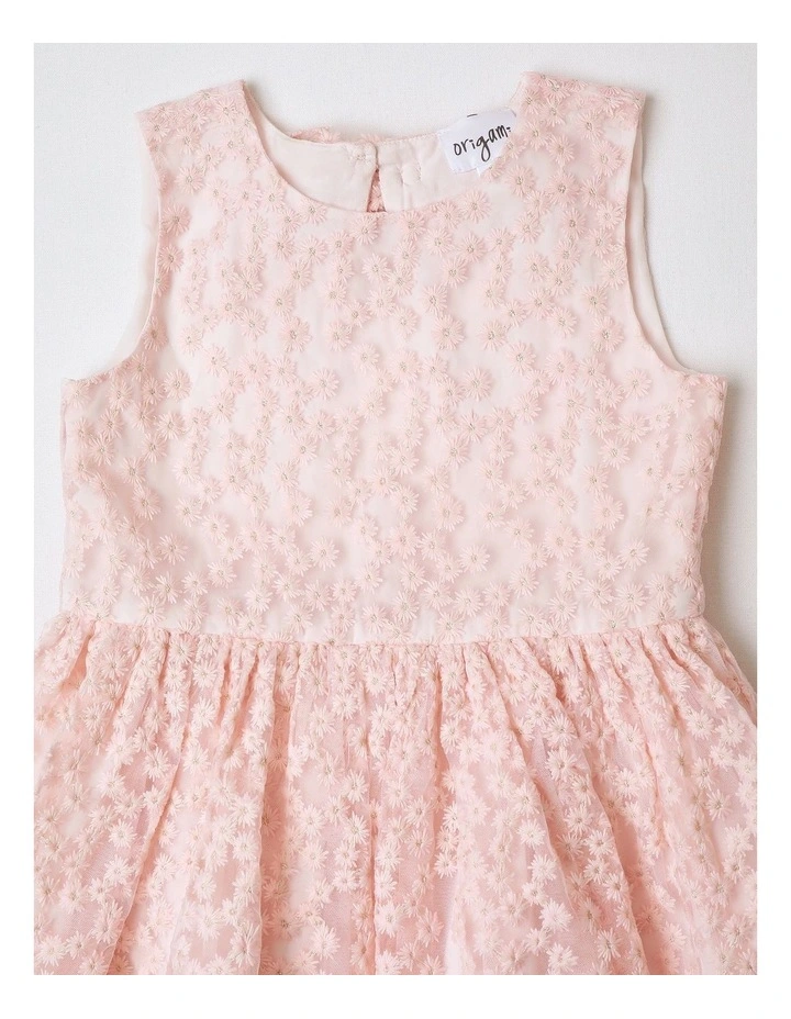 Alyssa Sleeveless Daisy Embroidery Party Dress with Back Cut Out in Light Pink image 2