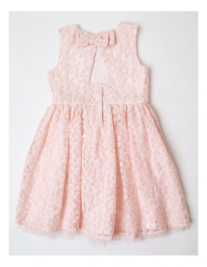 Alyssa Sleeveless Daisy Embroidery Party Dress with Back Cut Out in Light Pink image 3
