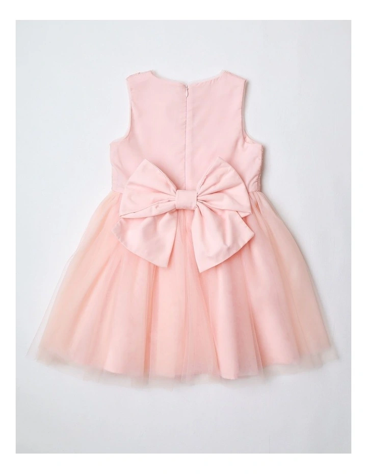 Chelsea Sleeveless Tutu Dress with Butterfly Applique and Tulle Skirt in Champagne image 2