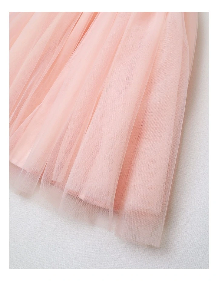 Chelsea Sleeveless Tutu Dress with Butterfly Applique and Tulle Skirt in Champagne image 4