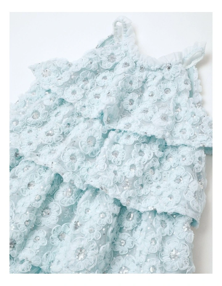 Angelica Sleeveless Tiered Halter Neck Dress with Rouleau Tulle in Powder Blue image 2
