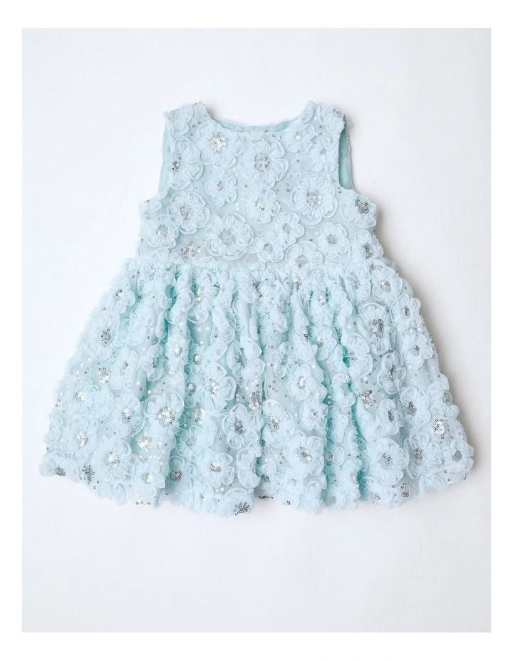 Skye Sleeveless Woven Fit and Flare Dress With Tulle Rouleau in Light Blue image 1