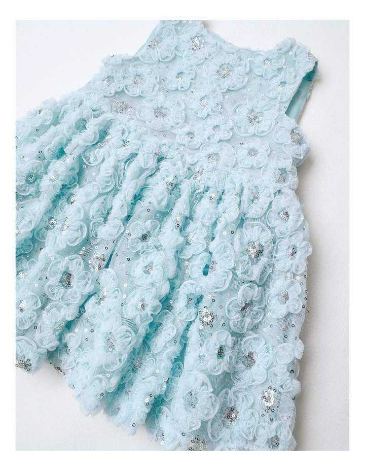 Skye Sleeveless Woven Fit and Flare Dress With Tulle Rouleau in Light Blue image 2